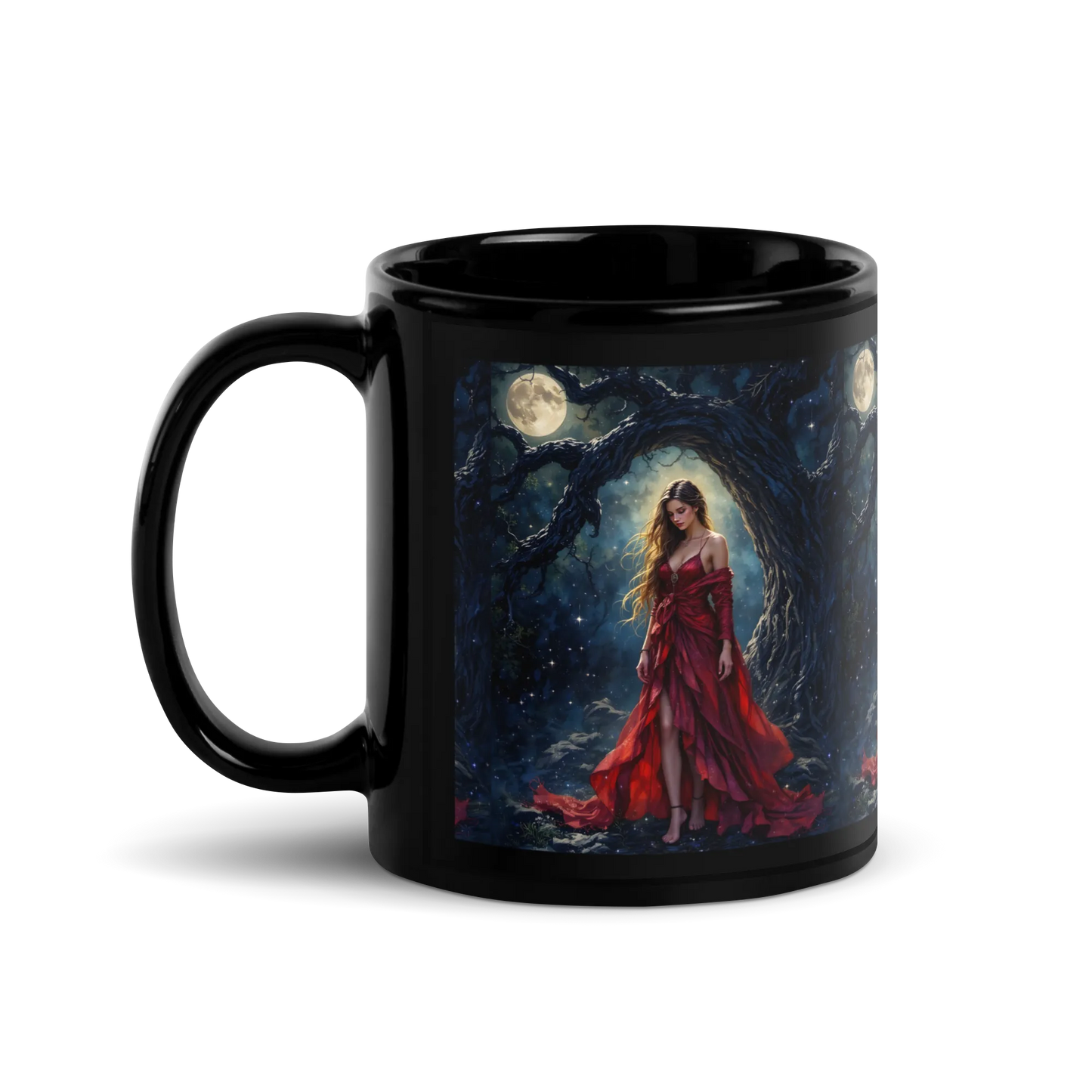 Lady in Red black mug