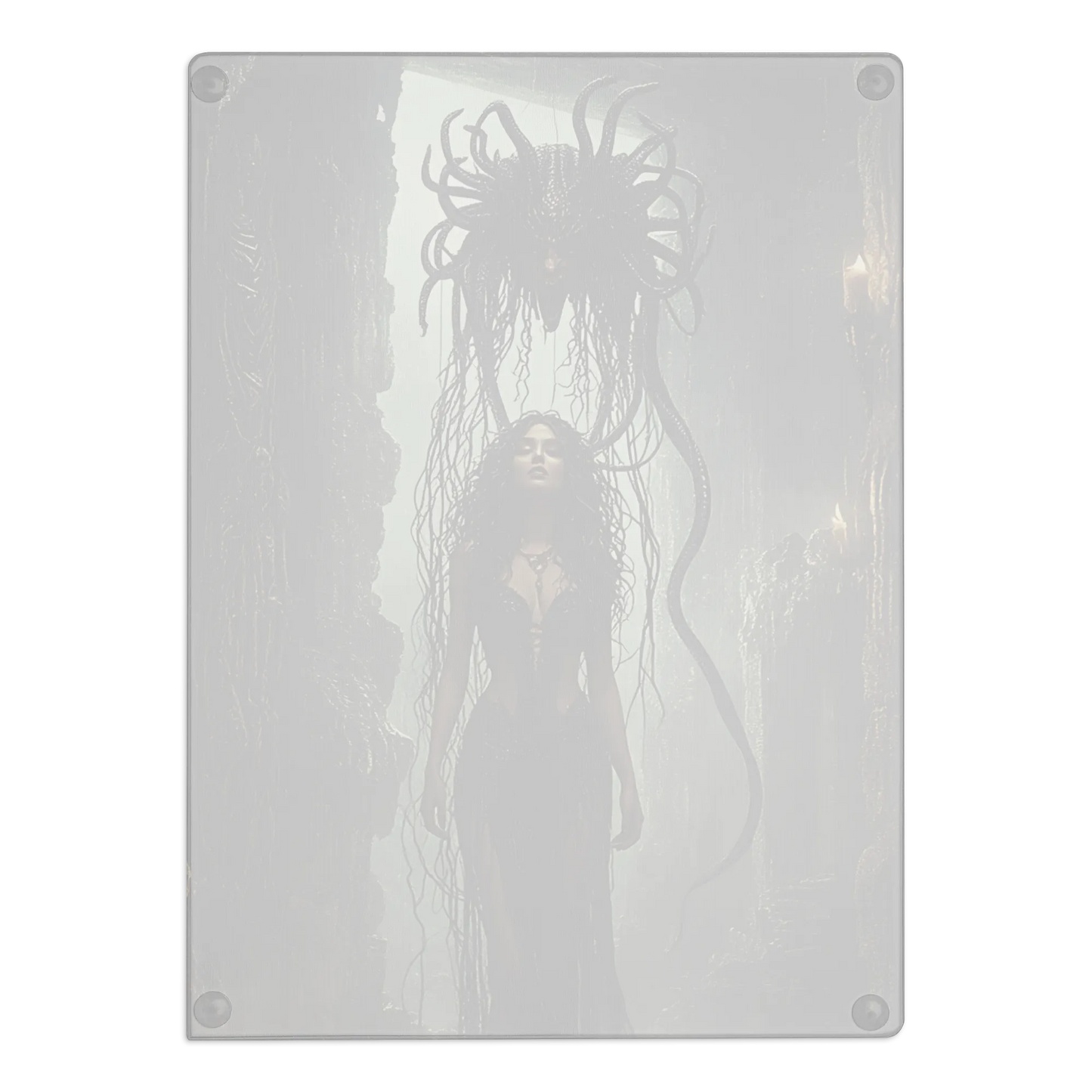 Birth of Medusa glass cutting board