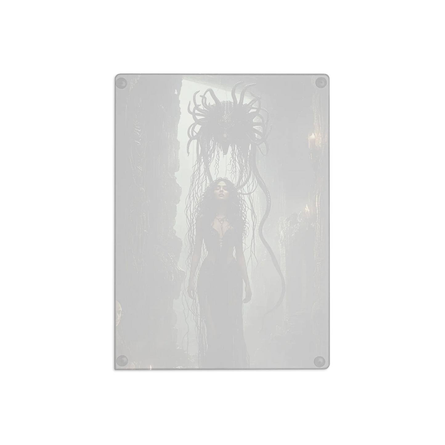 Birth of Medusa glass cutting board