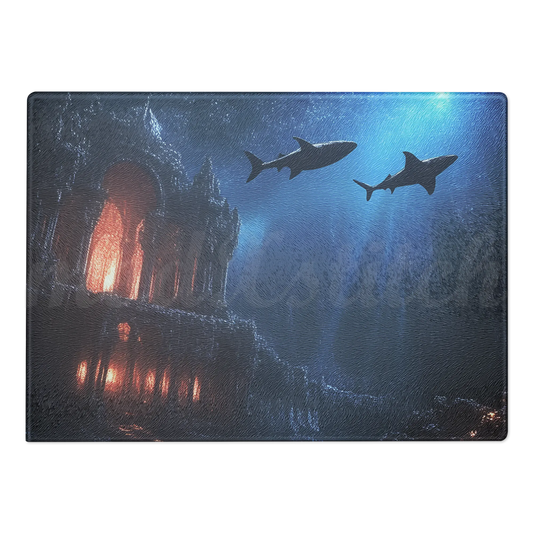 Atlantis City Ruins Glass Cutting Board