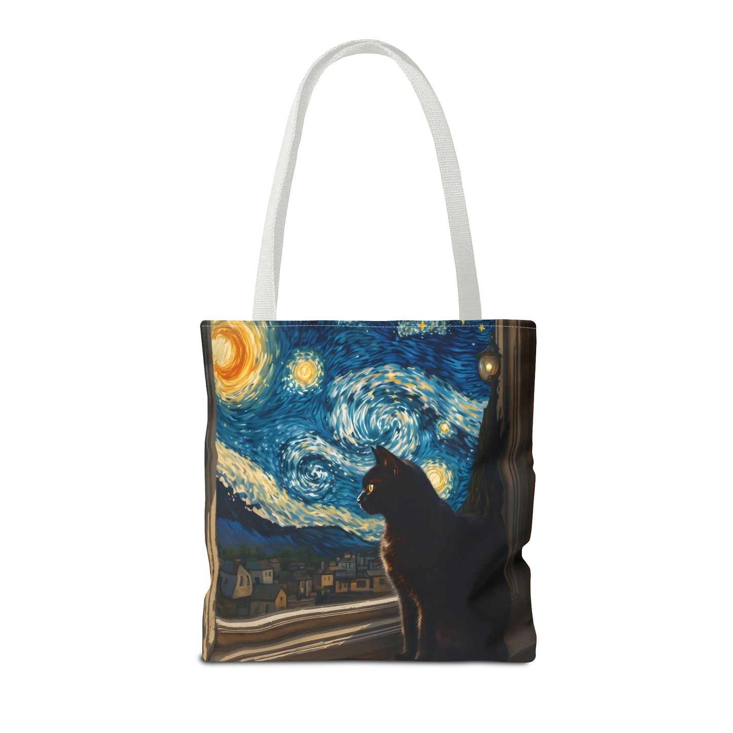 Starry Night Cat Tote Bag | Van Gogh Style Night Sky