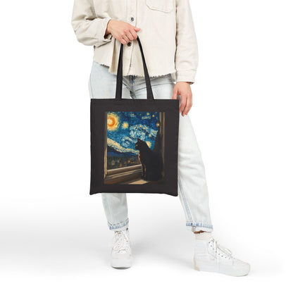 Starry Night Cat tote bag | Van Gogh inspired canvas tote