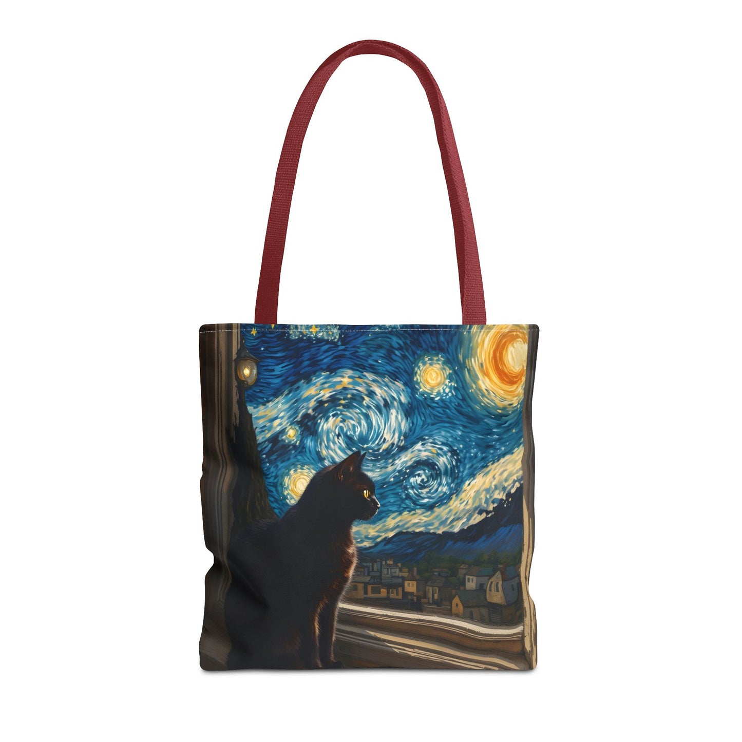Starry Night Cat Tote Bag | Van Gogh Style Night Sky