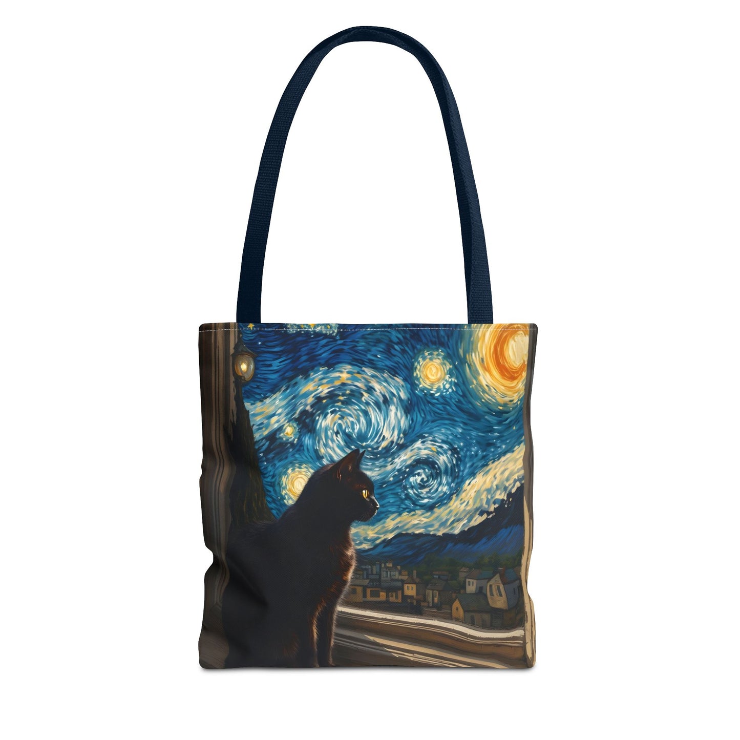 Starry Night Cat Tote Bag | Van Gogh Style Night Sky
