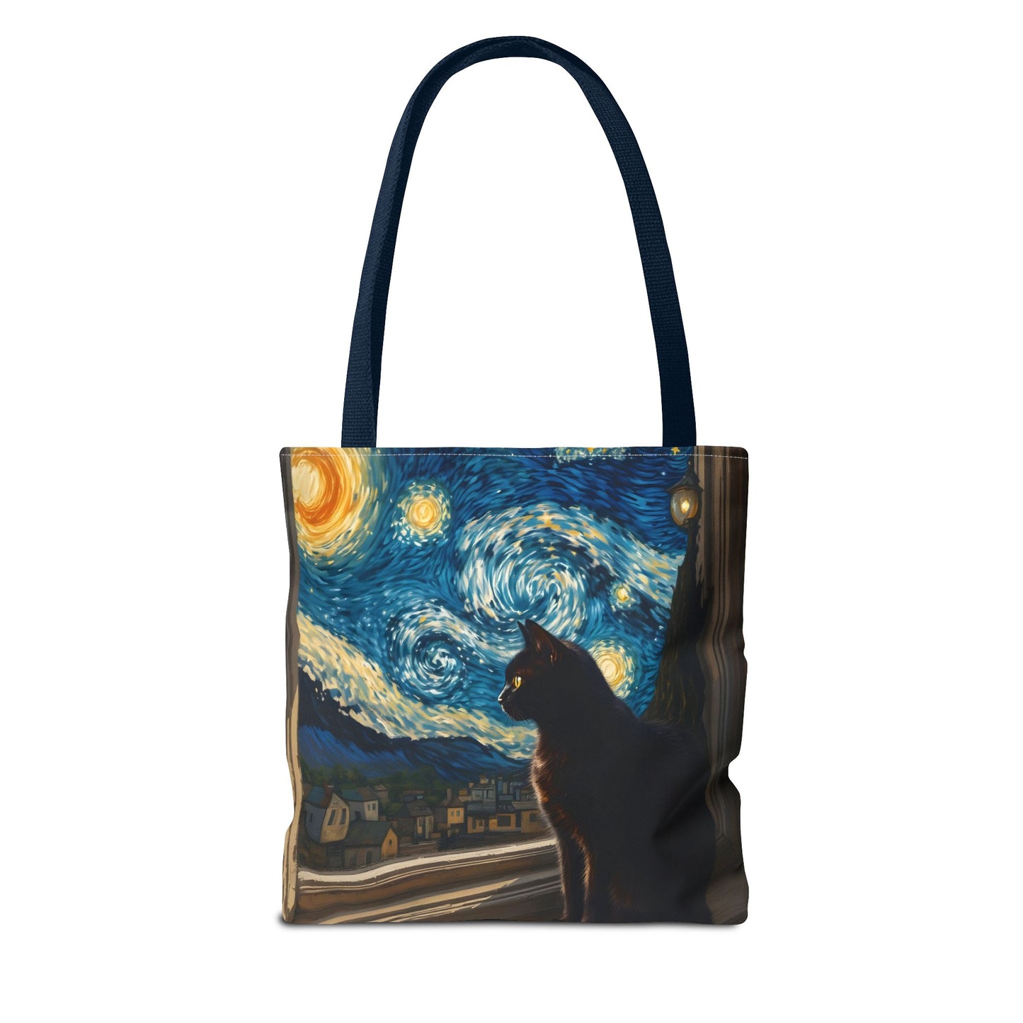 Starry Night Cat Tote Bag | Van Gogh Style Night Sky