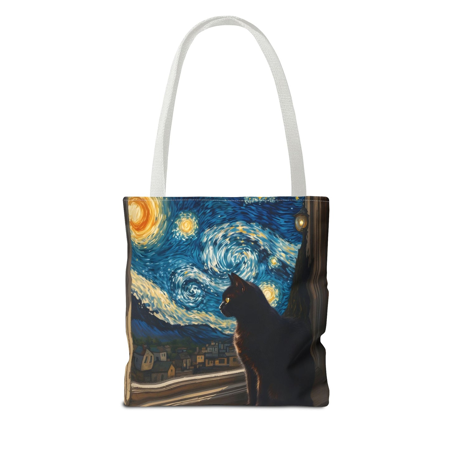 Starry Night Cat Tote Bag | Van Gogh Style Night Sky
