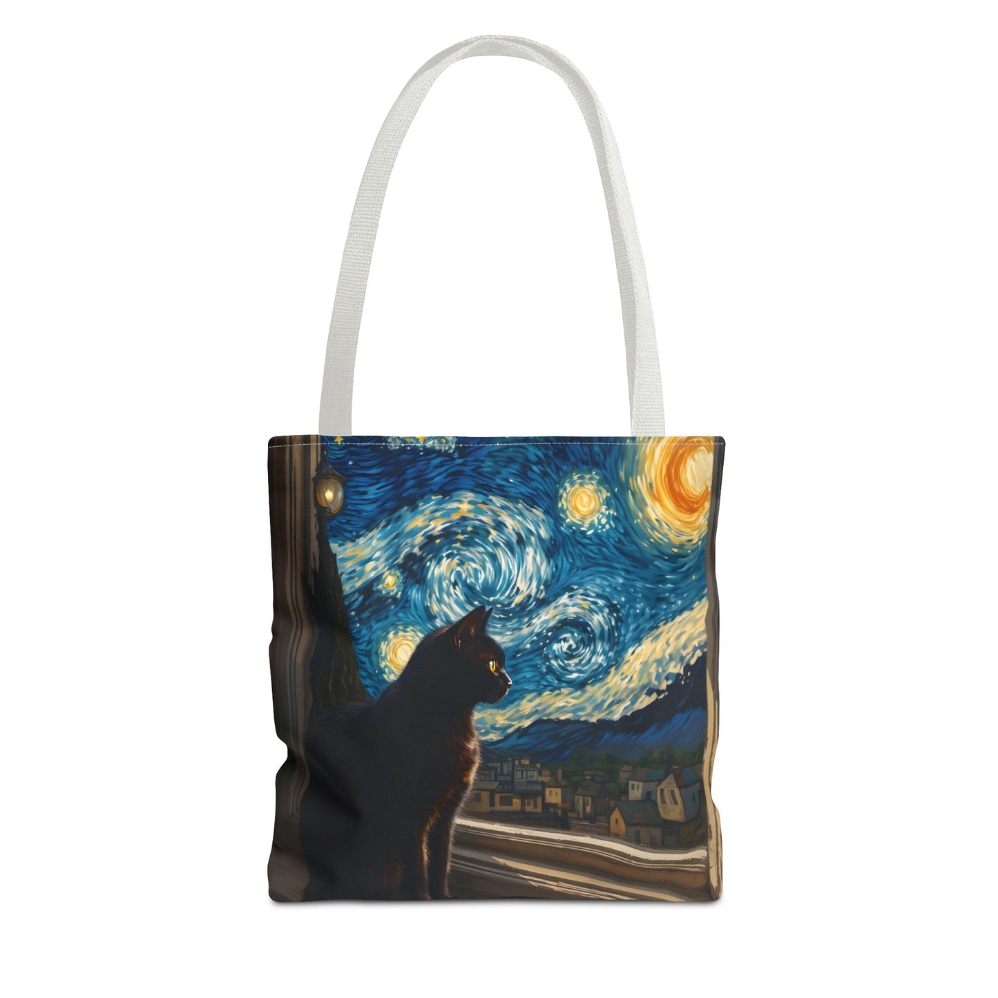 Starry Night Cat Tote Bag | Van Gogh Style Night Sky