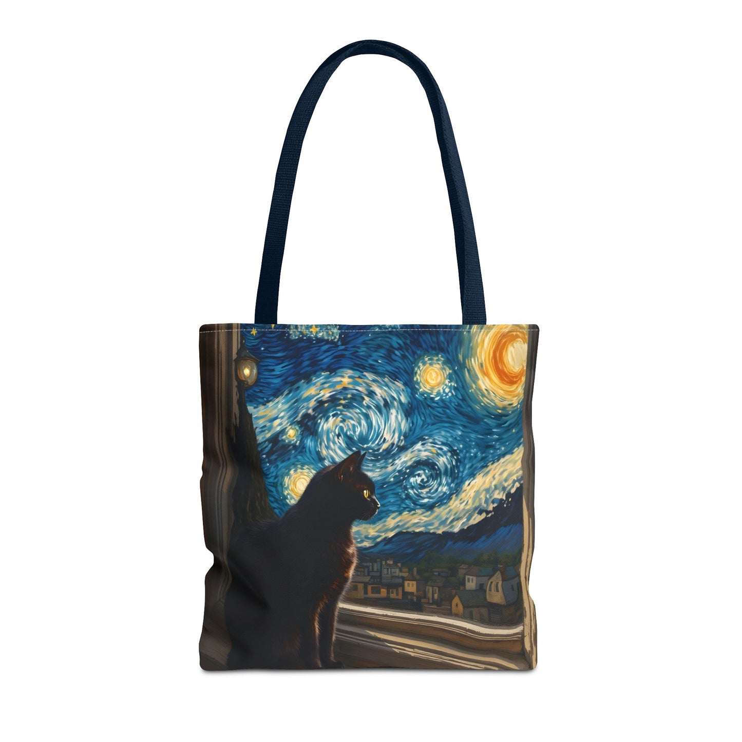 Starry Night Cat Tote Bag | Van Gogh Style Night Sky