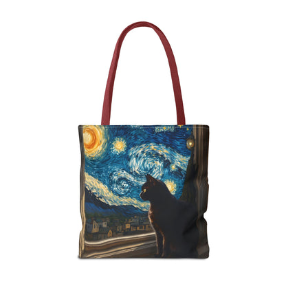 Starry Night Cat Tote Bag | Van Gogh Style Night Sky