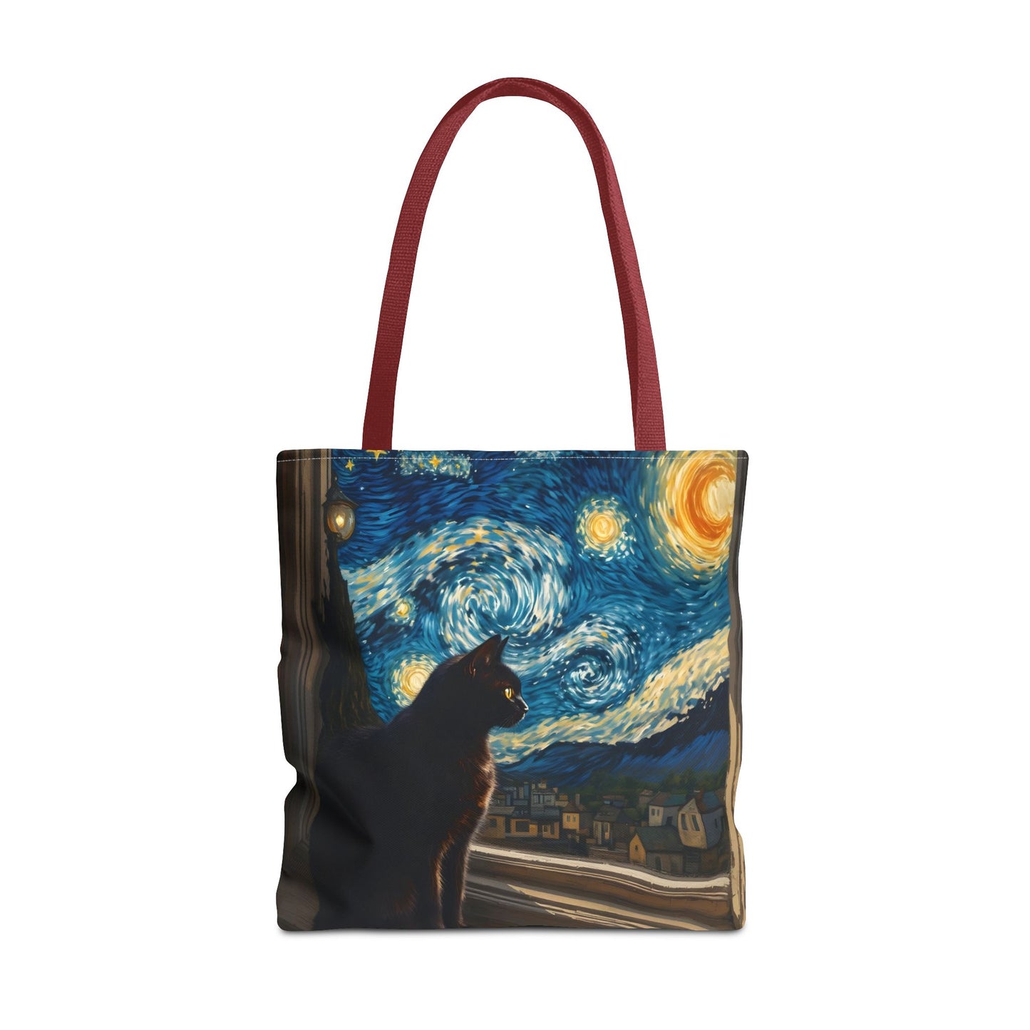 Starry Night Cat Tote Bag | Van Gogh Style Night Sky