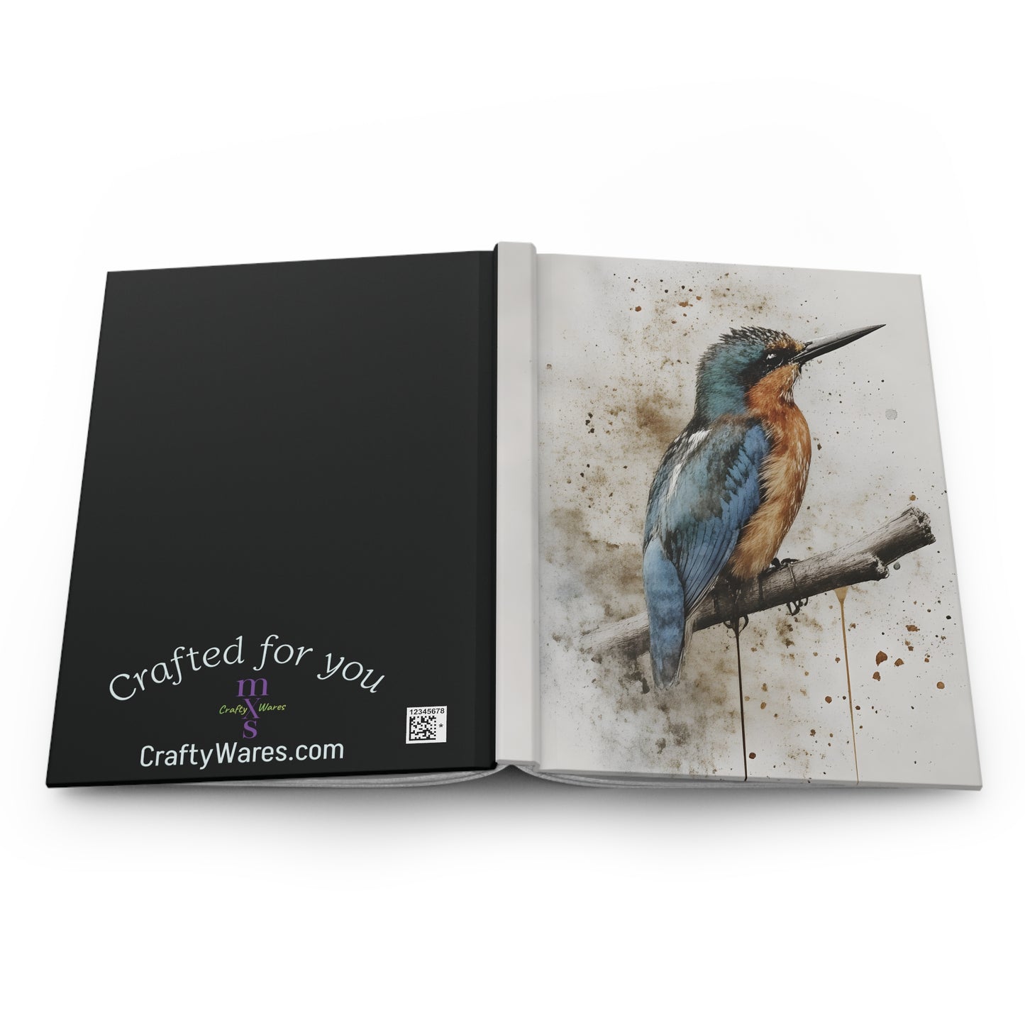 Spirit of the Kingfisher Watercolor Hardcover Journal — Matte Bird Sketch Notebook
