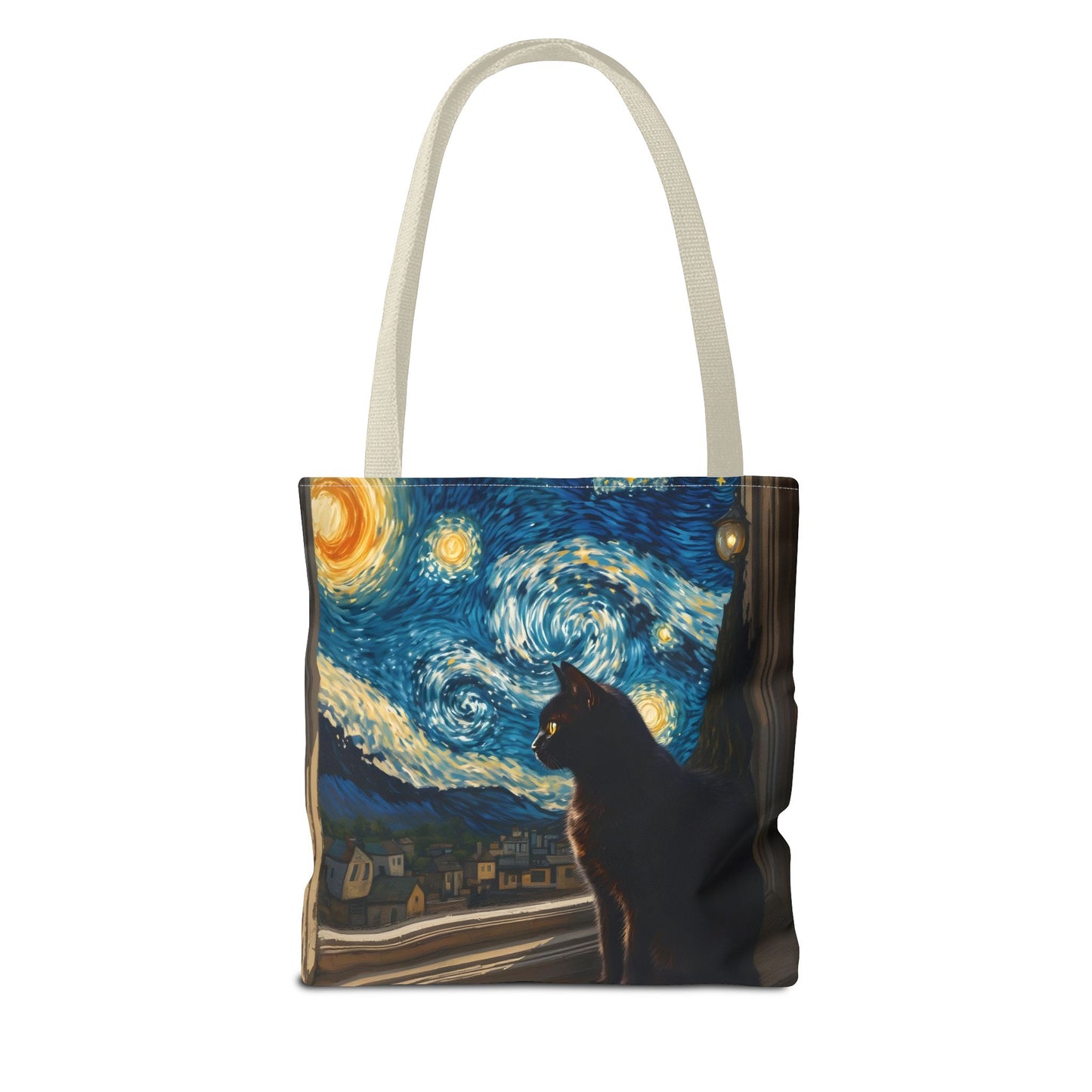Starry Night Cat Tote Bag | Van Gogh Style Night Sky