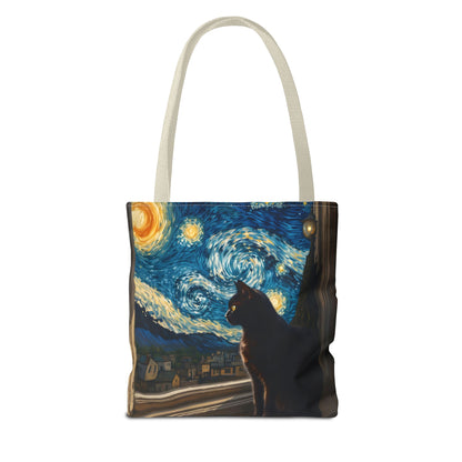 Starry Night Cat Tote Bag | Van Gogh Style Night Sky