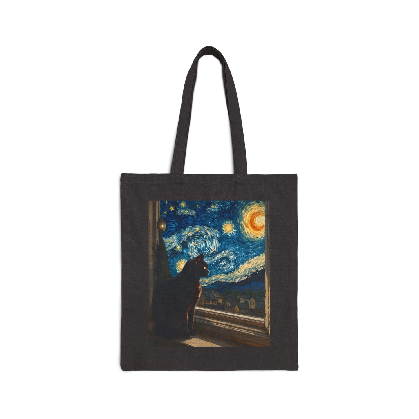 Starry Night Cat tote bag | Van Gogh inspired canvas tote