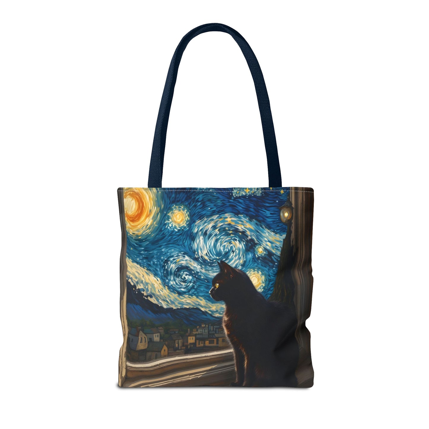 Starry Night Cat Tote Bag | Van Gogh Style Night Sky