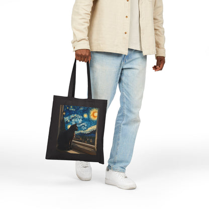 Starry Night Cat tote bag | Van Gogh inspired canvas tote