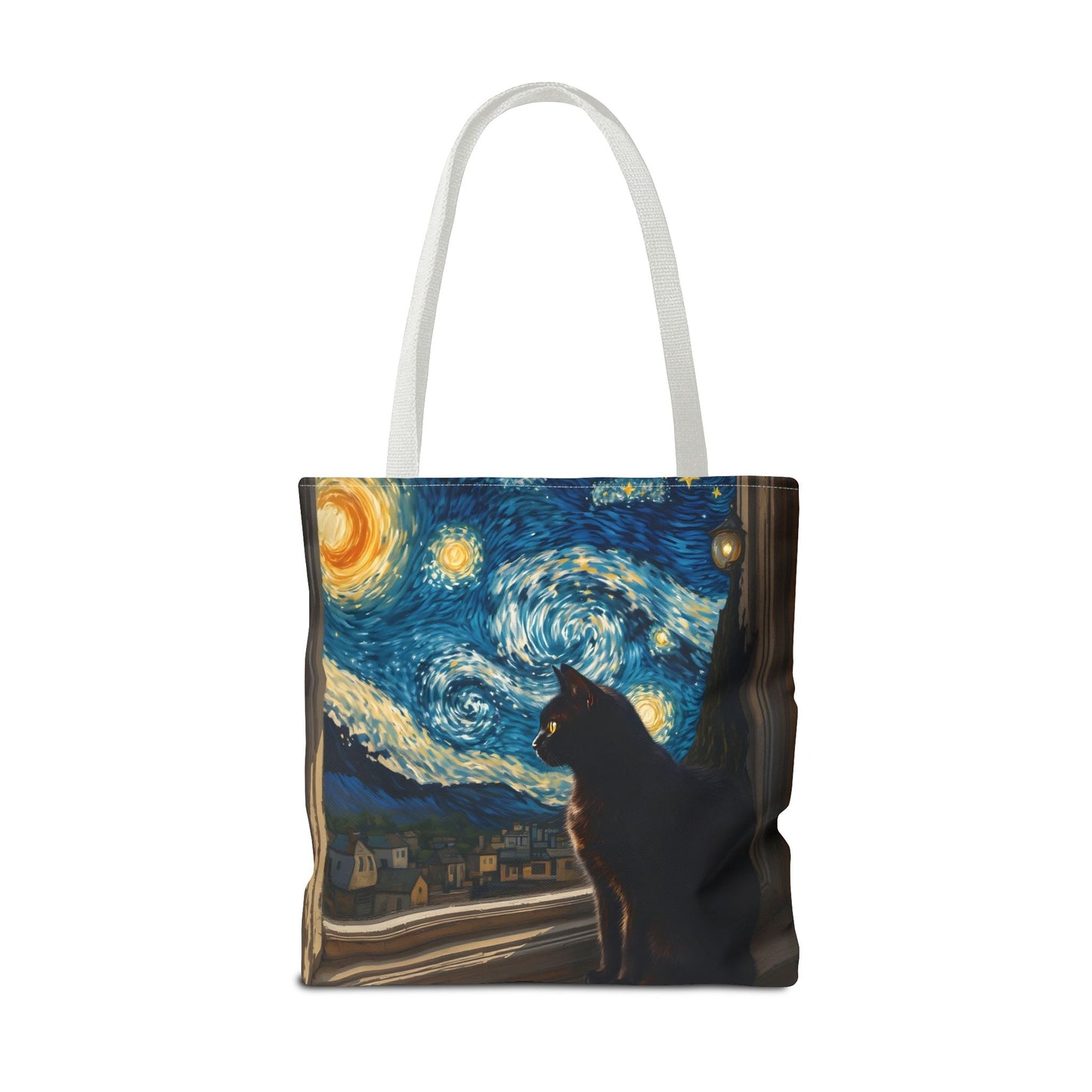 Starry Night Cat Tote Bag | Van Gogh Style Night Sky
