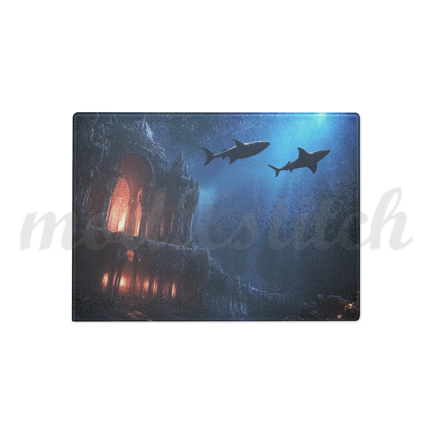 Atlantis City Ruins Glass Cutting Board