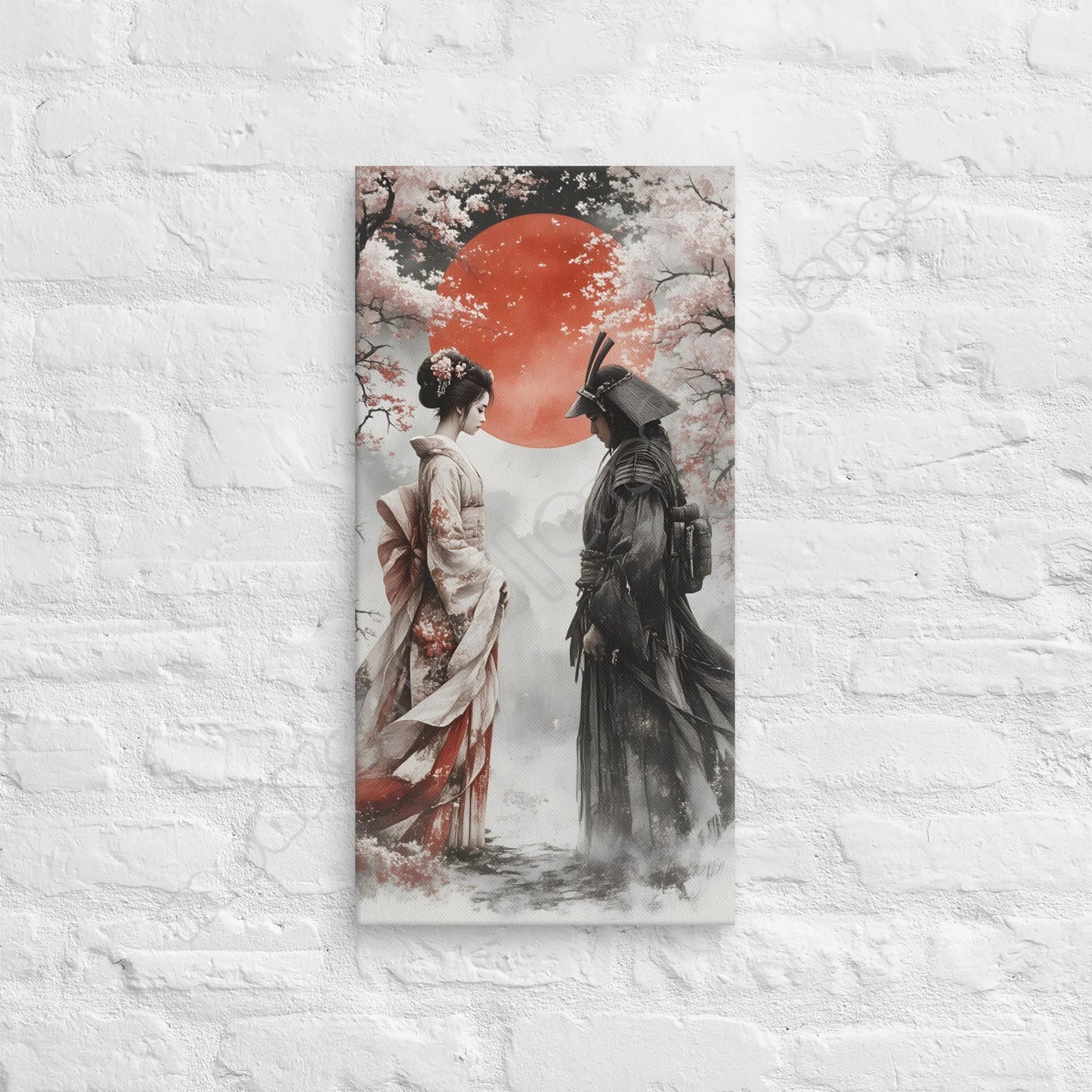 Geisha & Her Samurai 1 canvas wall art