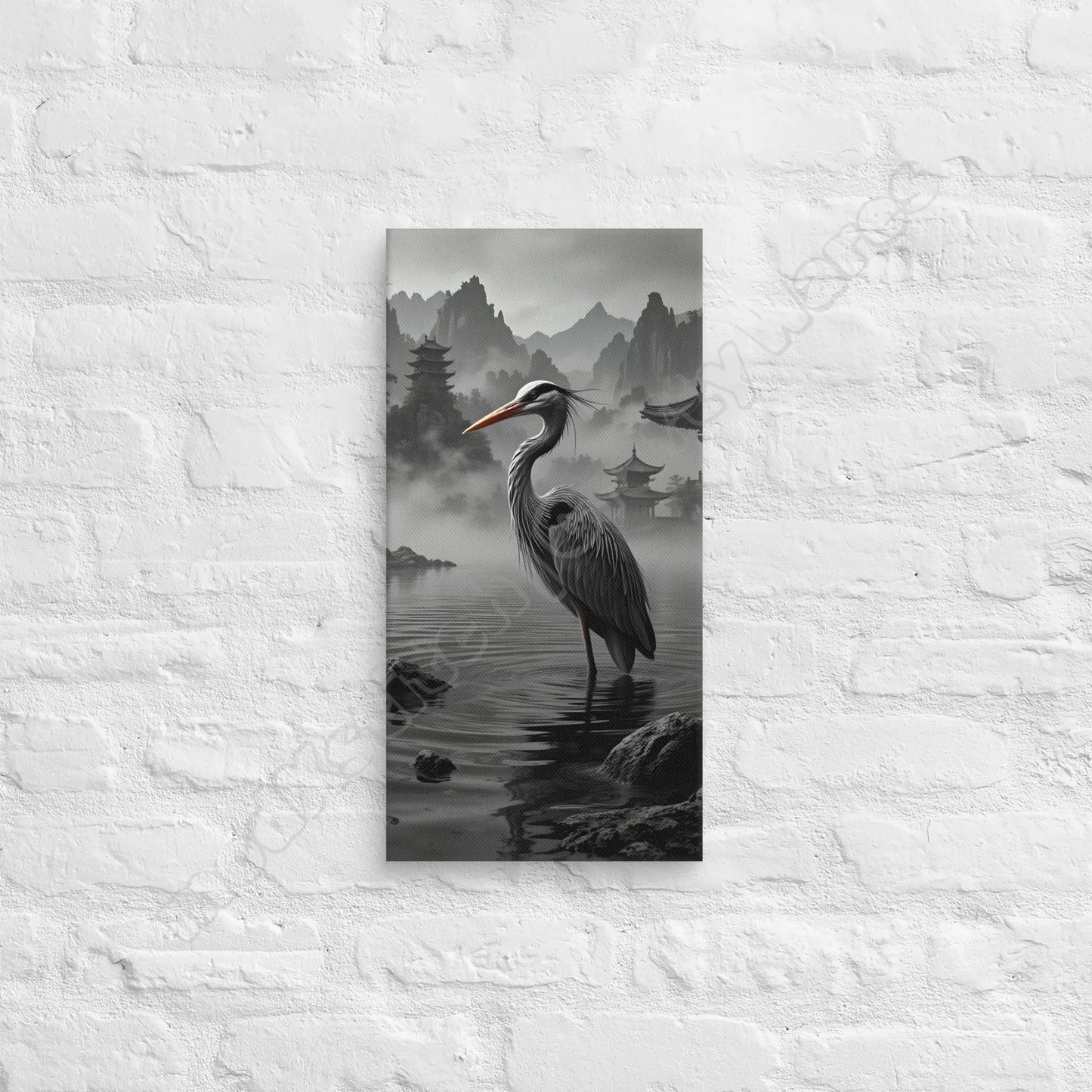 Heron's Morning canvas wall art