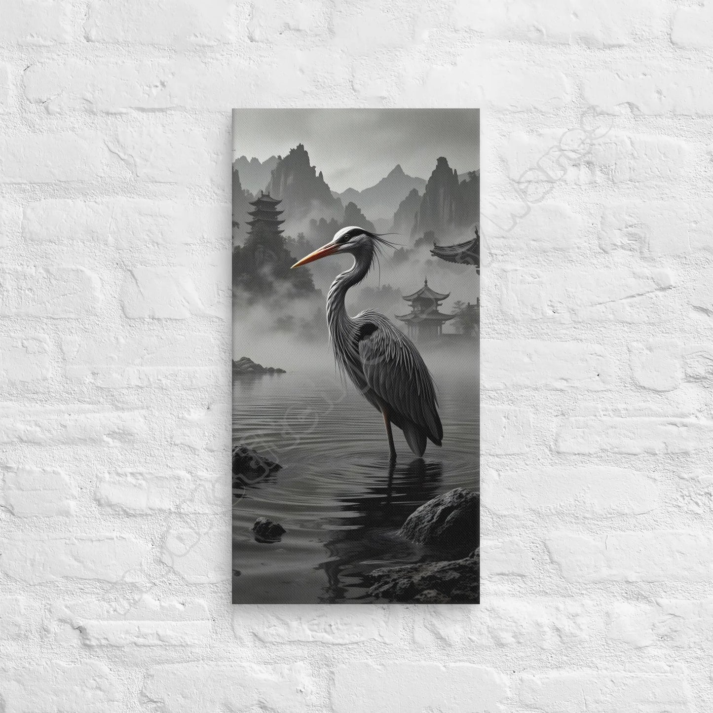Heron's Morning canvas wall art