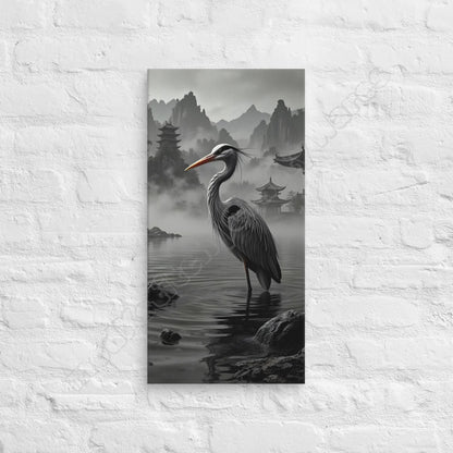 Heron's Morning canvas wall art
