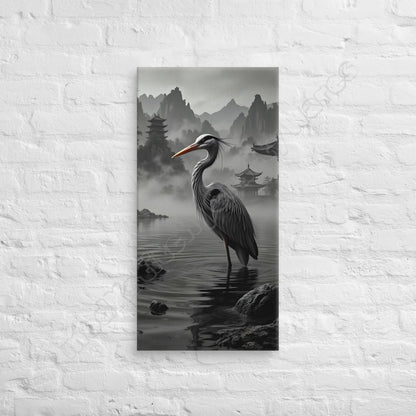 Heron's Morning canvas wall art