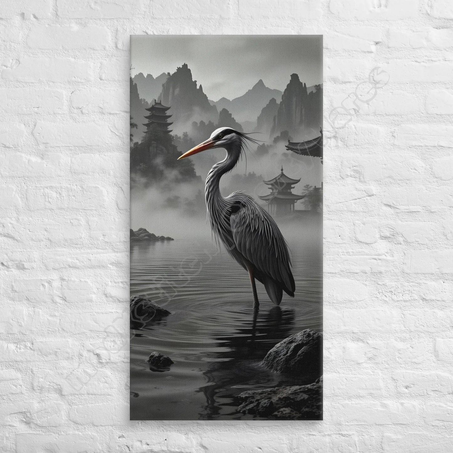 Heron's Morning canvas wall art