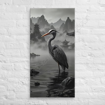 Heron's Morning canvas wall art
