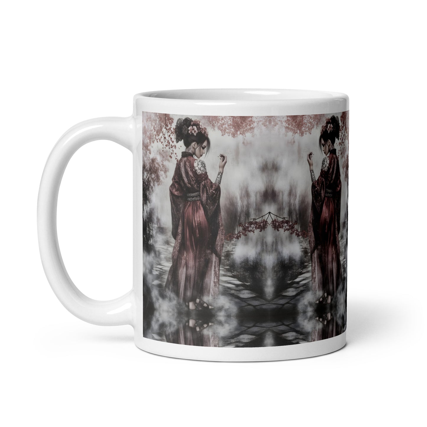 Sakura Walk white glossy mug
