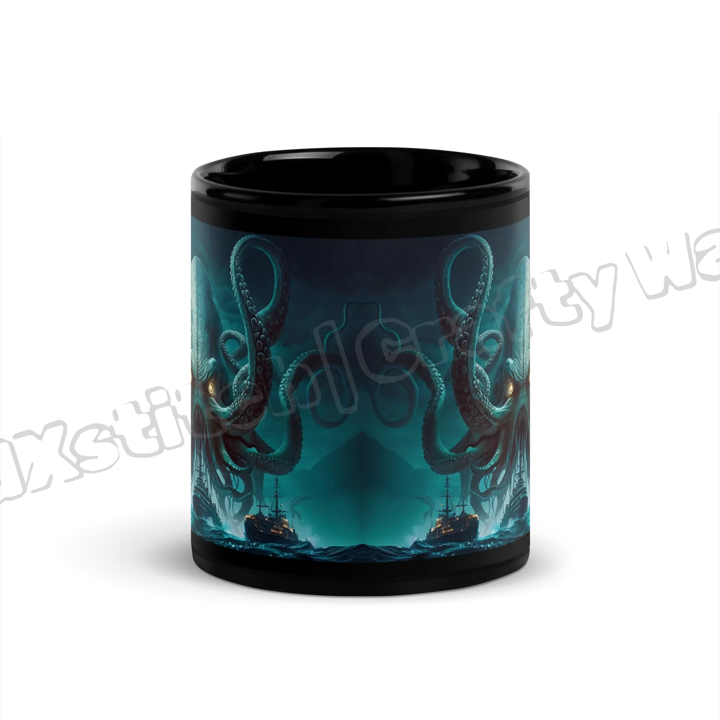 The Kraken Black Glossy Mug