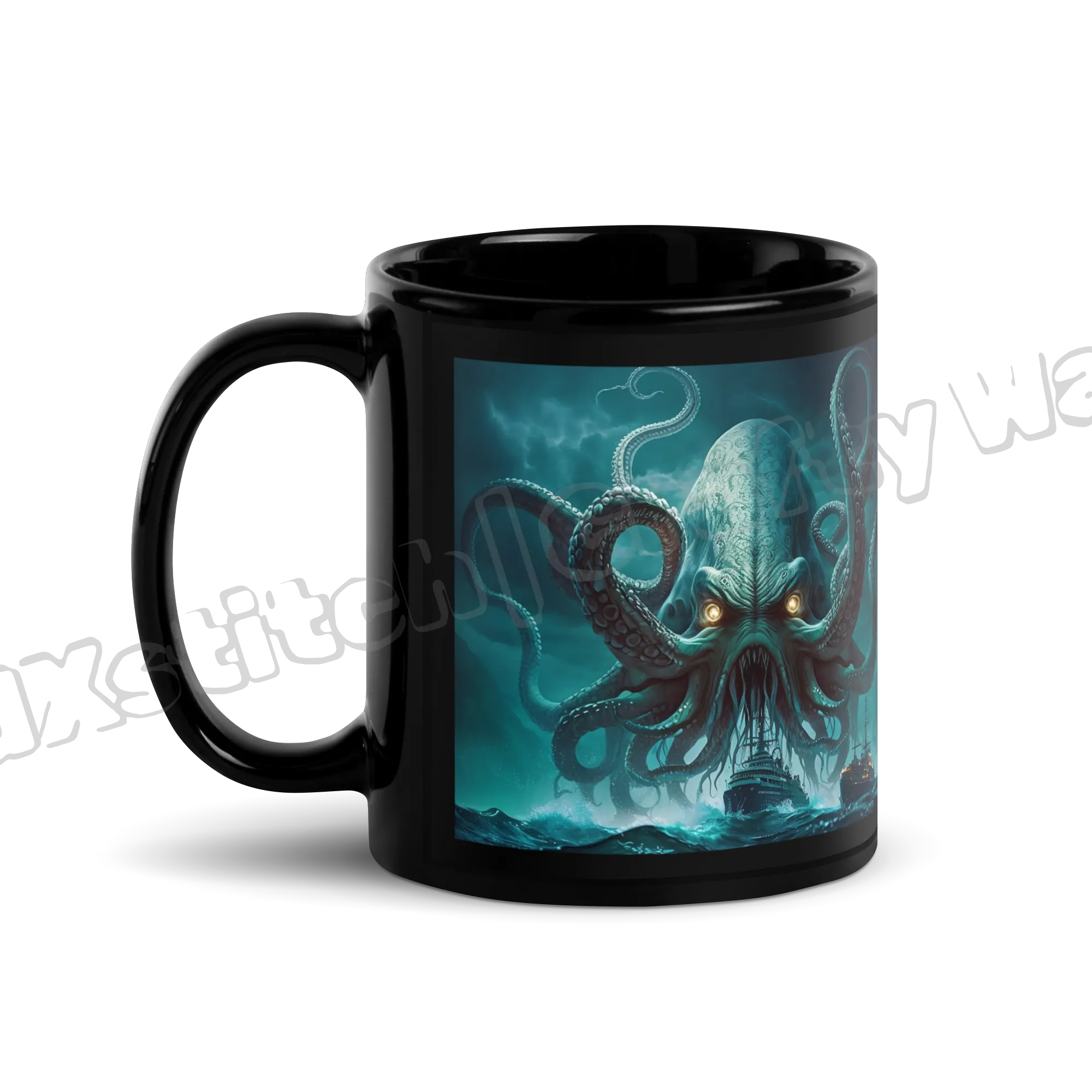 The Kraken Black Glossy Mug