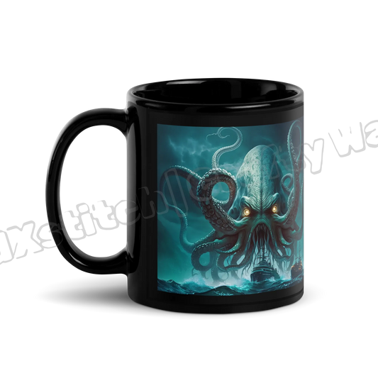The Kraken Black Glossy Mug