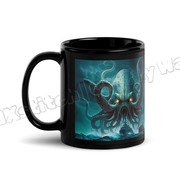 The Kraken Black Glossy Mug