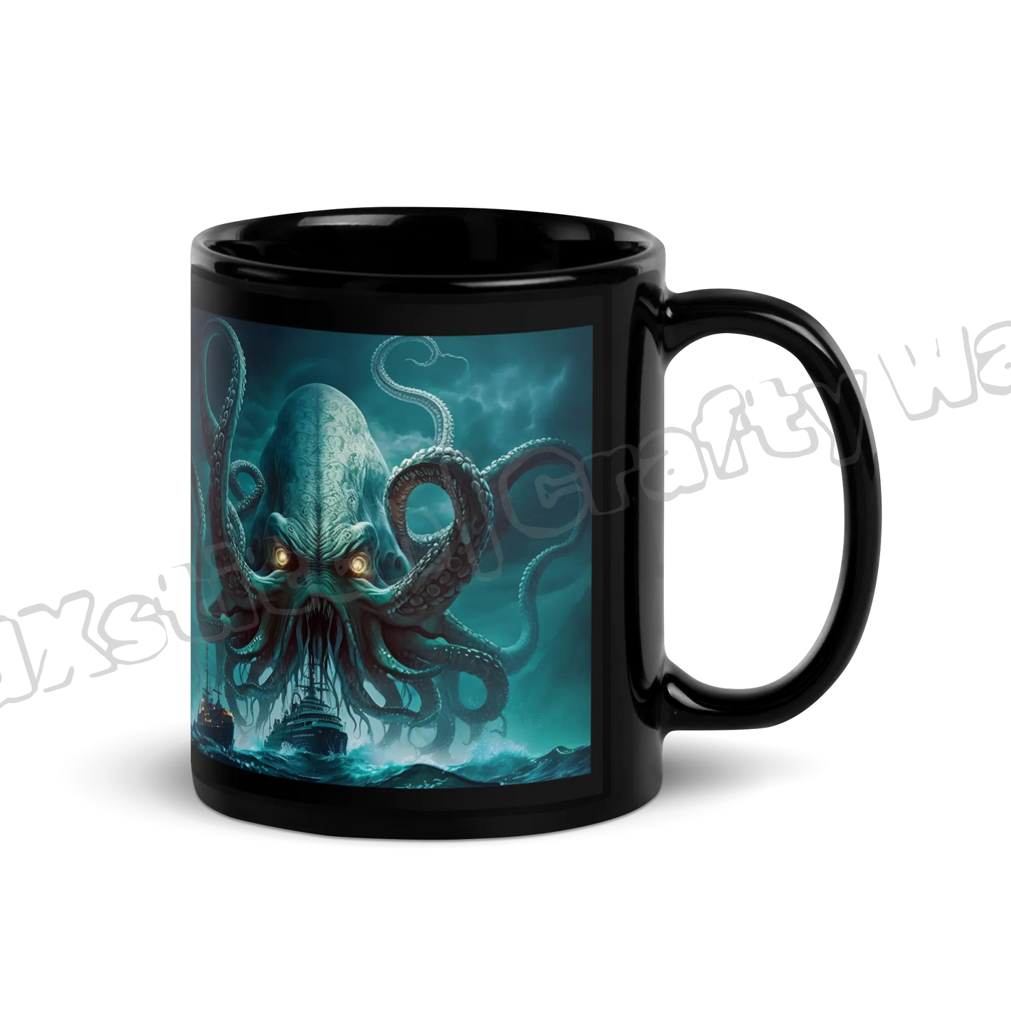 The Kraken Black Glossy Mug