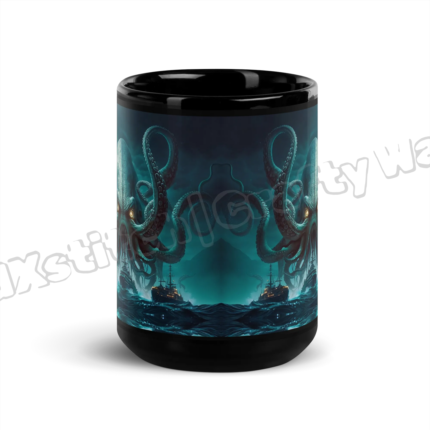 The Kraken Black Glossy Mug