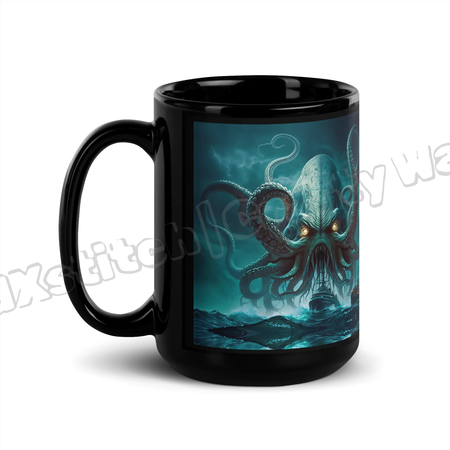 The Kraken Black Glossy Mug