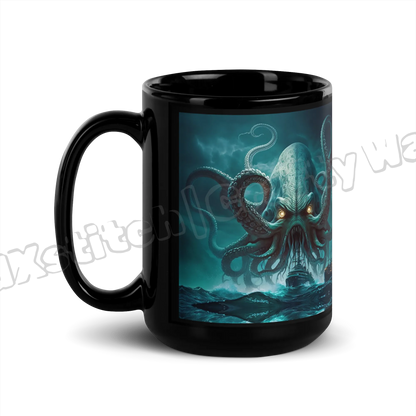 The Kraken Black Glossy Mug