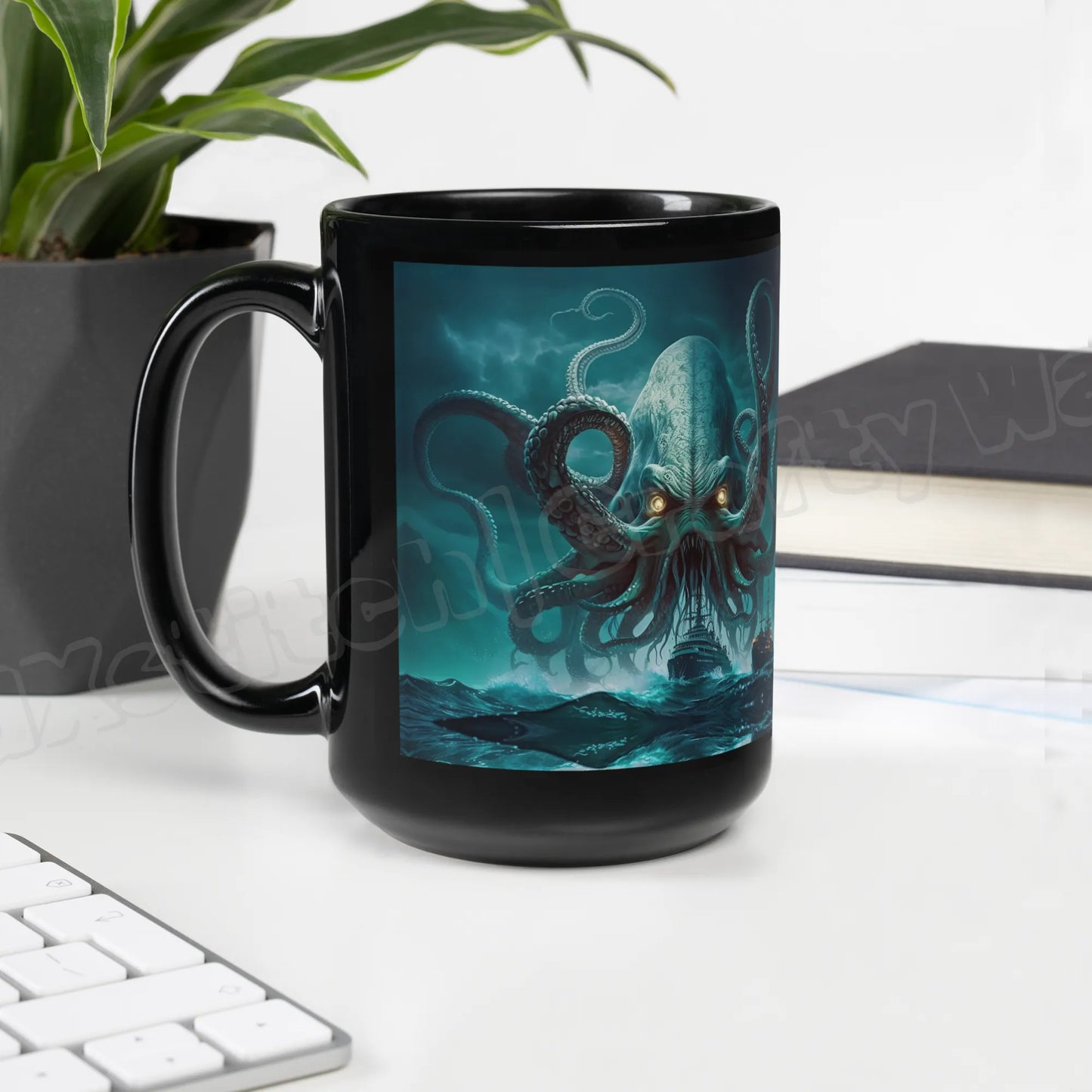 The Kraken Black Glossy Mug