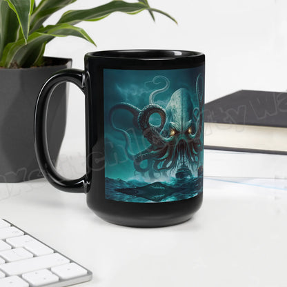 The Kraken Black Glossy Mug