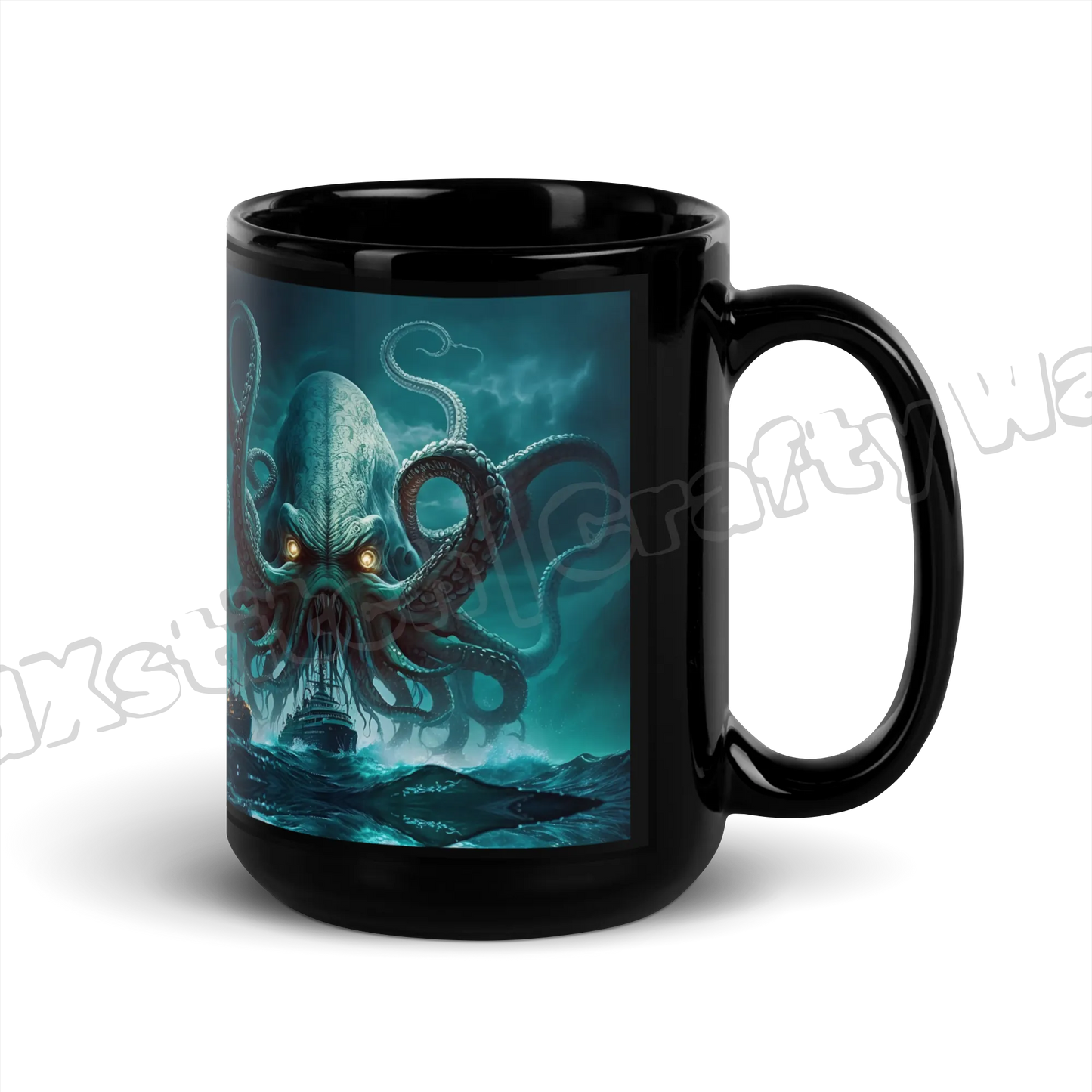 The Kraken Black Glossy Mug