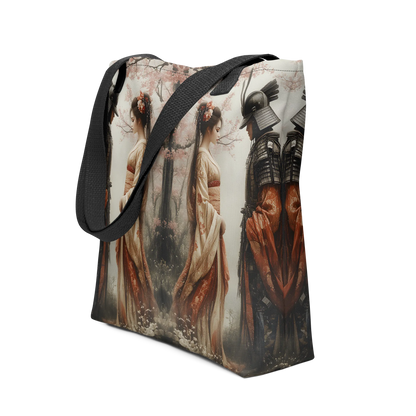 Geisha and her Samurai tote bag all over print
