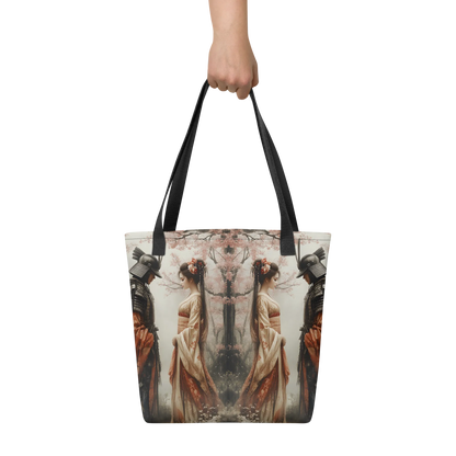 Geisha and her Samurai tote bag all over print