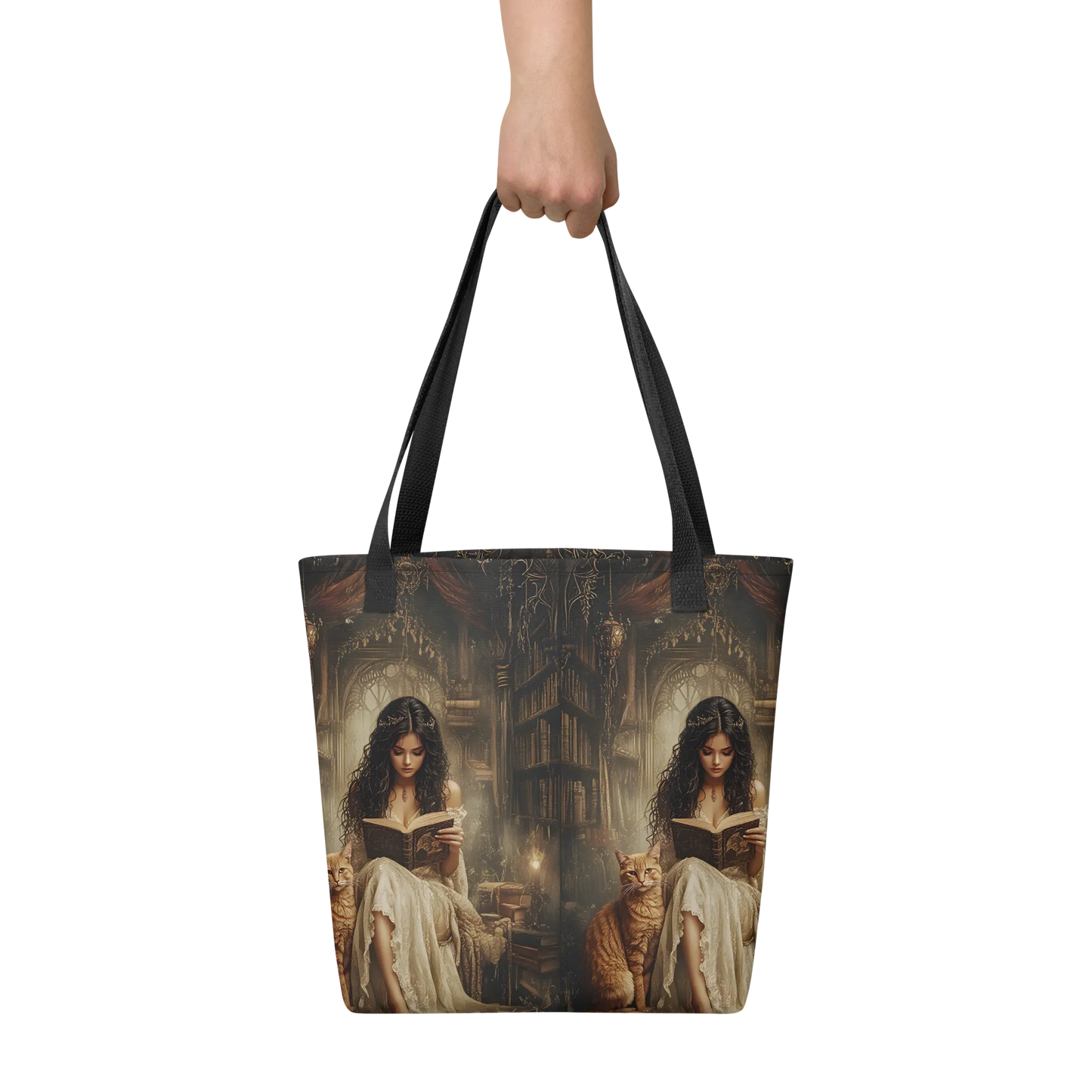 The Librarian tote bag all over print