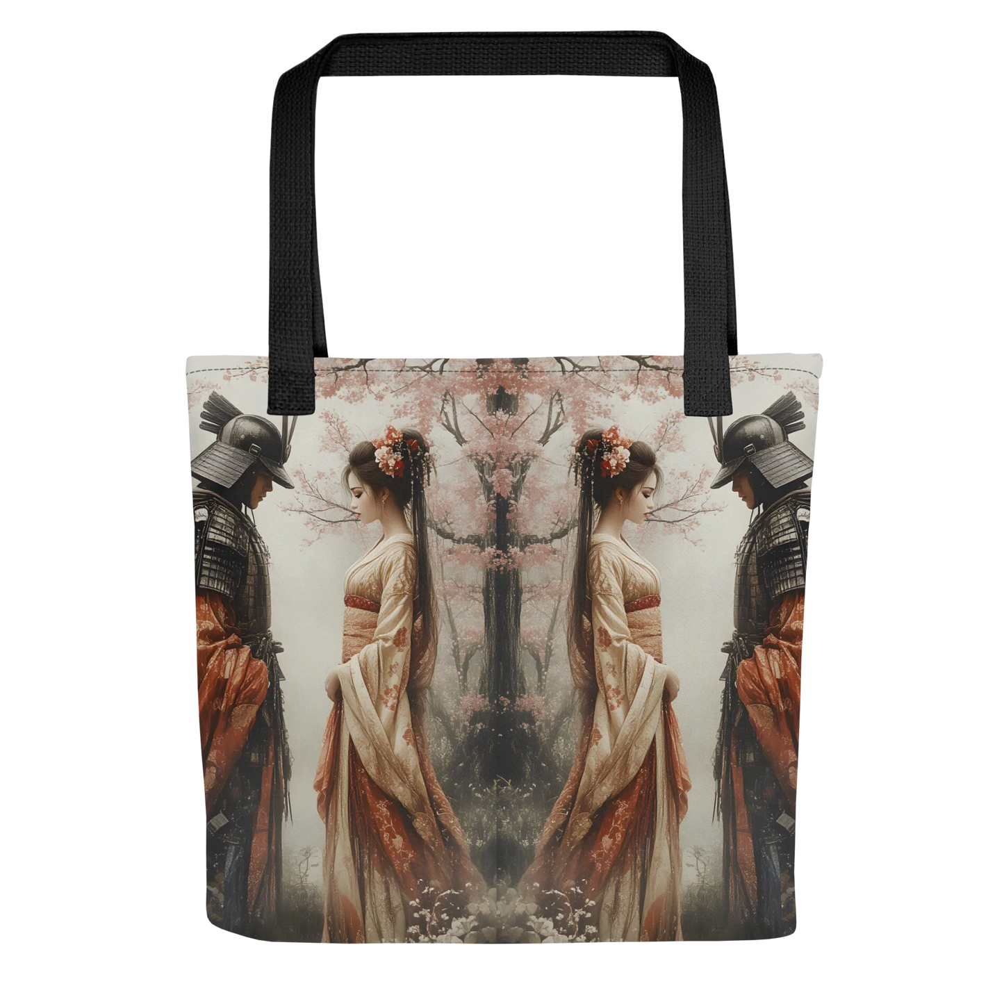 Geisha and her Samurai tote bag all over print