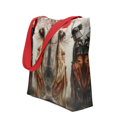 Geisha and her Samurai tote bag all over print