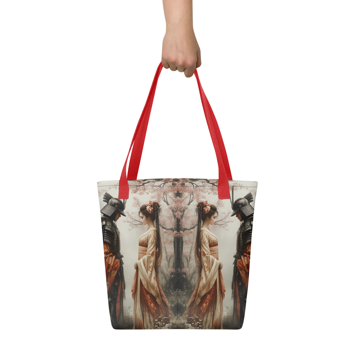 Geisha and her Samurai tote bag all over print