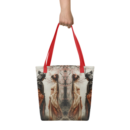 Geisha and her Samurai tote bag all over print