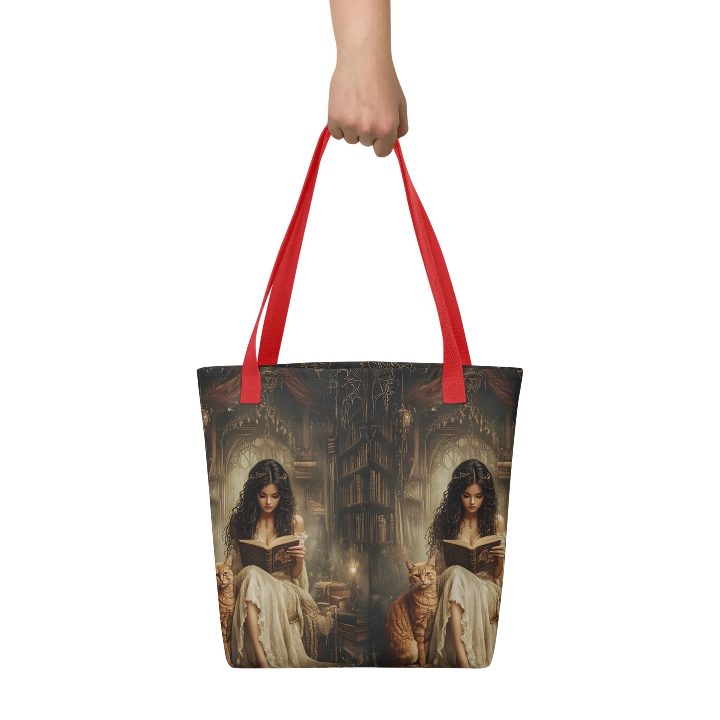 The Librarian tote bag all over print