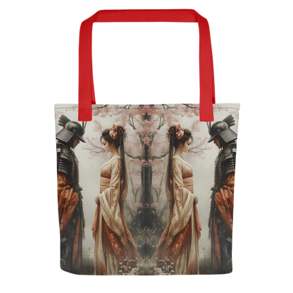 Geisha and her Samurai tote bag all over print